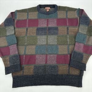 Vintage Cambridge Classics Sweater Men Small Multicolor Color Block Knit Cosby
